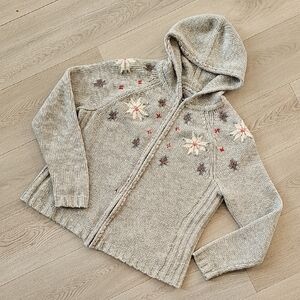 Eddie Bauer Collectibles Wool Blend Snowflake Knit Hoodie, XL‎ *Flaws*